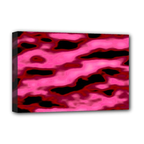 Pink  Waves Flow Series 3 Deluxe Canvas 18  X 12  (stretched) by DimitriosArt