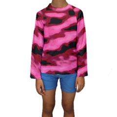 Pink  Waves Flow Series 3 Kids  Long Sleeve Swimwear by DimitriosArt