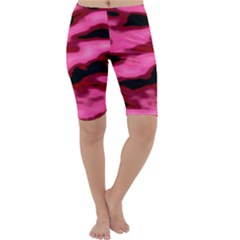 Pink  Waves Flow Series 3 Cropped Leggings  by DimitriosArt