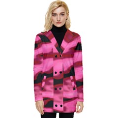 Pink  Waves Flow Series 3 Button Up Hooded Coat 