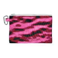 Pink  Waves Flow Series 3 Canvas Cosmetic Bag (large) by DimitriosArt