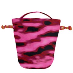 Pink  Waves Flow Series 3 Drawstring Bucket Bag by DimitriosArt