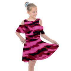 Pink  Waves Flow Series 3 Kids  Shoulder Cutout Chiffon Dress