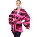 Pink  Waves Flow Series 3 Long Sleeve Velvet Kimono  View1