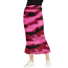 Pink  Waves Flow Series 3 Maxi Fishtail Chiffon Skirt