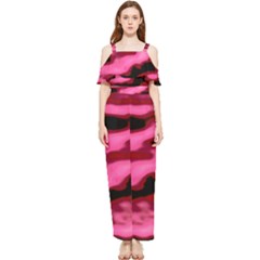 Pink  Waves Flow Series 3 Draped Sleeveless Chiffon Jumpsuit