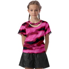 Pink  Waves Flow Series 3 Kids  Front Cut Tee