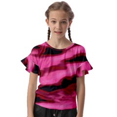 Pink  Waves Flow Series 3 Kids  Cut Out Flutter Sleeves