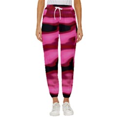 Pink  Waves Flow Series 3 Cropped Drawstring Pants by DimitriosArt