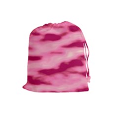 Pink  Waves Flow Series 4 Drawstring Pouch (large) by DimitriosArt