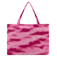 Pink  Waves Flow Series 4 Zipper Medium Tote Bag by DimitriosArt