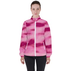 Pink  Waves Flow Series 4 Women s High Neck Windbreaker by DimitriosArt