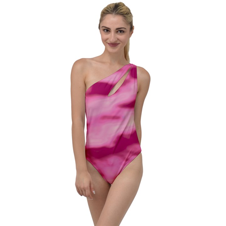 Pink  Waves Flow Series 4 To One Side Swimsuit