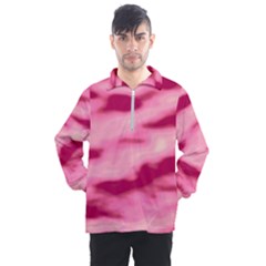 Pink  Waves Flow Series 4 Men s Half Zip Pullover by DimitriosArt