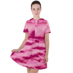 Pink  Waves Flow Series 4 Short Sleeve Shoulder Cut Out Dress  by DimitriosArt