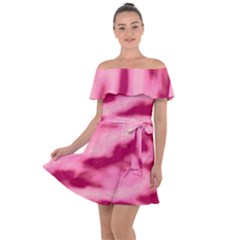 Pink  Waves Flow Series 4 Off Shoulder Velour Dress by DimitriosArt