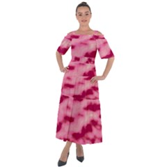 Pink  Waves Flow Series 4 Shoulder Straps Boho Maxi Dress  by DimitriosArt