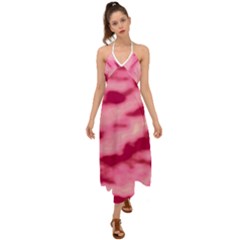 Pink  Waves Flow Series 4 Halter Tie Back Dress  by DimitriosArt