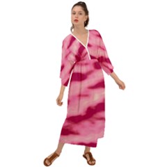 Pink  Waves Flow Series 4 Grecian Style  Maxi Dress by DimitriosArt