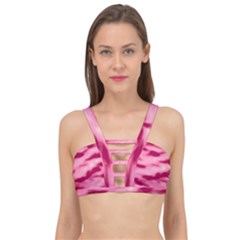 Pink  Waves Flow Series 4 Cage Up Bikini Top by DimitriosArt