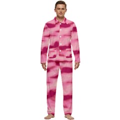 Pink  Waves Flow Series 4 Men s Long Sleeve Velvet Pocket Pajamas Set