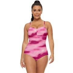 Pink  Waves Flow Series 4 Retro Full Coverage Swimsuit by DimitriosArt