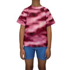 Pink  Waves Flow Series 5 Kids  Short Sleeve Swimwear by DimitriosArt