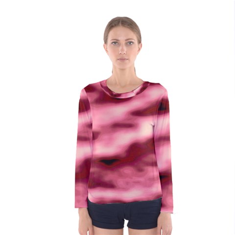 Pink  Waves Flow Series 5 Women s Long Sleeve Tee by DimitriosArt