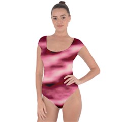 Pink  Waves Flow Series 5 Short Sleeve Leotard  by DimitriosArt