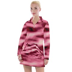 Pink  Waves Flow Series 5 Women s Long Sleeve Casual Dress by DimitriosArt