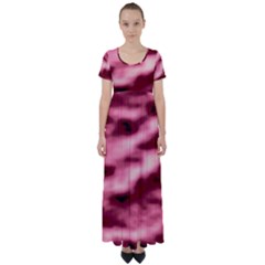 Pink  Waves Flow Series 5 High Waist Short Sleeve Maxi Dress by DimitriosArt