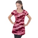 Pink  Waves Flow Series 5 Puff Sleeve Tunic Top View1