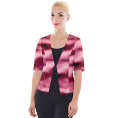 Pink  Waves Flow Series 5 Cropped Button Cardigan by DimitriosArt