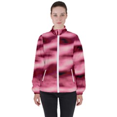 Pink  Waves Flow Series 5 Women s High Neck Windbreaker by DimitriosArt