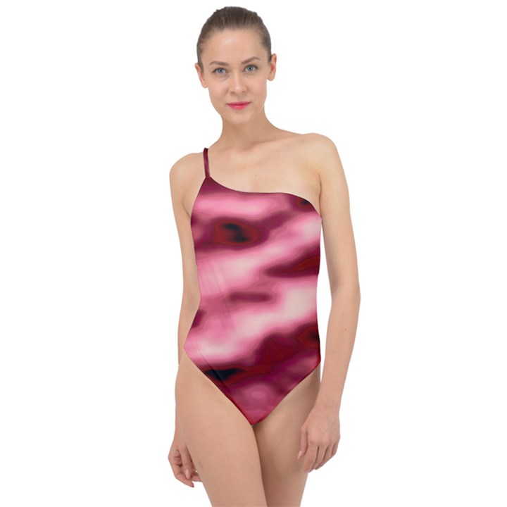 Pink  Waves Flow Series 5 Classic One Shoulder Swimsuit