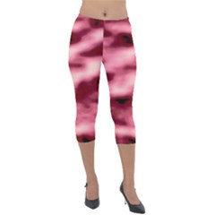 Pink  Waves Flow Series 5 Lightweight Velour Capri Leggings  by DimitriosArt