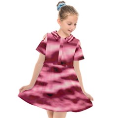 Pink  Waves Flow Series 5 Kids  Short Sleeve Shirt Dress by DimitriosArt