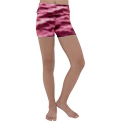 Pink  Waves Flow Series 5 Kids  Lightweight Velour Yoga Shorts by DimitriosArt