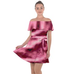 Pink  Waves Flow Series 5 Off Shoulder Velour Dress by DimitriosArt