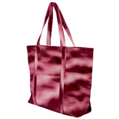 Pink  Waves Flow Series 5 Zip Up Canvas Bag by DimitriosArt