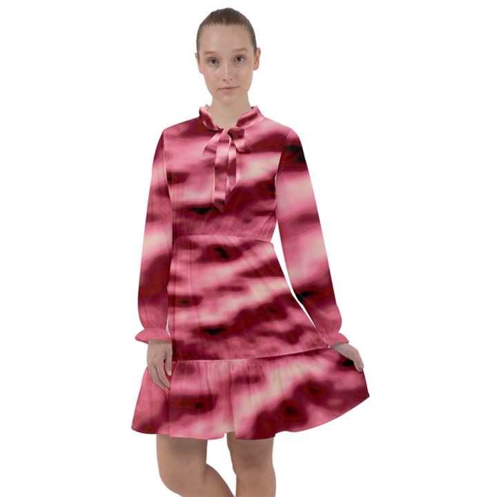 Pink  Waves Flow Series 5 All Frills Chiffon Dress