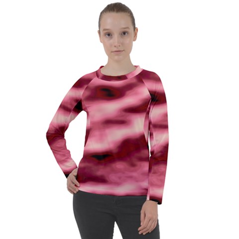 Pink  Waves Flow Series 5 Women s Long Sleeve Raglan Tee by DimitriosArt