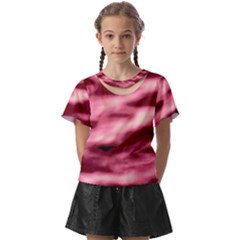 Pink  Waves Flow Series 5 Kids  Front Cut Tee