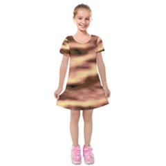 Gold Waves Flow Series 2 Kids  Short Sleeve Velvet Dress by DimitriosArt