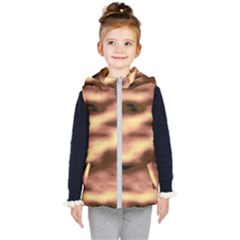 Gold Waves Flow Series 2 Kids  Hooded Puffer Vest by DimitriosArt