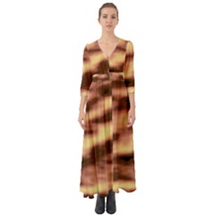 Gold Waves Flow Series 2 Button Up Boho Maxi Dress by DimitriosArt