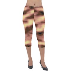 Gold Waves Flow Series 2 Lightweight Velour Capri Leggings  by DimitriosArt