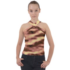 Gold Waves Flow Series 2 Cross Neck Velour Top by DimitriosArt