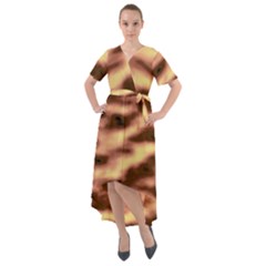 Gold Waves Flow Series 2 Front Wrap High Low Dress by DimitriosArt