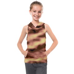 Gold Waves Flow Series 2 Kids  Sleeveless Hoodie by DimitriosArt